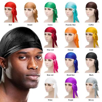 Elasticity Baotou Cap Hair Bands Simulation Silky Long Tail Pirate Hat Headband Turban for Adults Women Men Ribbon Accessories