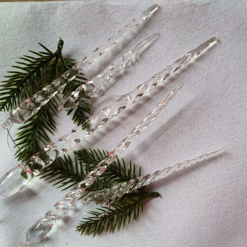 12/72pcs Christmas Ice Pendant Clear Clear Simulation Crystal Drops Acrylic Xmas Tree Ornaments Winter New Year Party Decoration