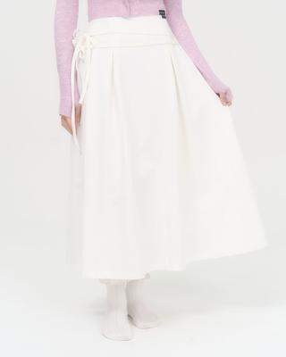 G Museum Ribbon Flare Long Skirt (White)