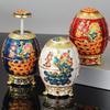 Automatic Push-type Toothpick Box Alloy Enameled Peacock Toothpick Organizer Holder Display Party Desktop Decoration Unique Gift