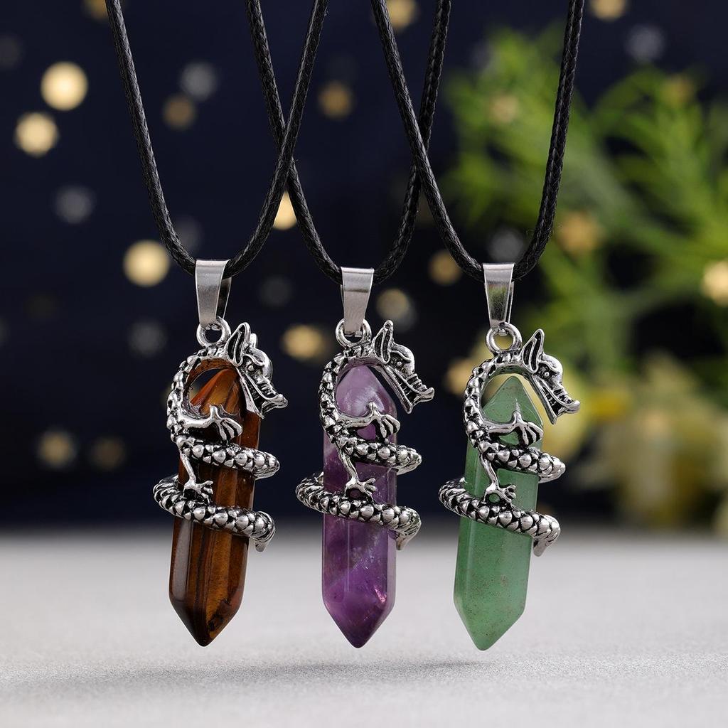 Chinese Crystal Dragon Hexagonal Pendant Fashion Accessory