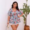 Plus Size Women's Deep V Sexy Casual Print Top