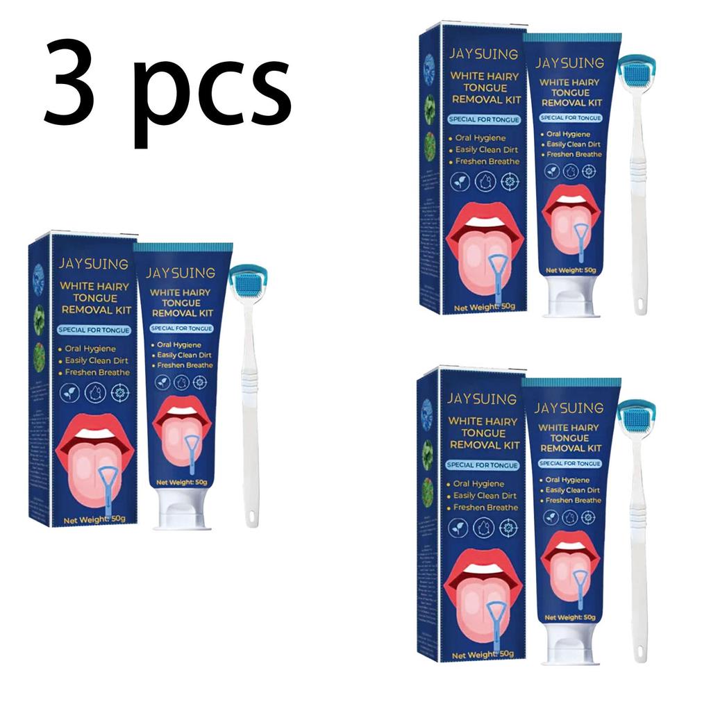 Jaysuing Tongue Cleaning Kit (50g + Oral Cleaning and Care Tongue Brush) - Improves Bad Breath, Cleans the Tongue, and Provides Oral Hygiene Care.