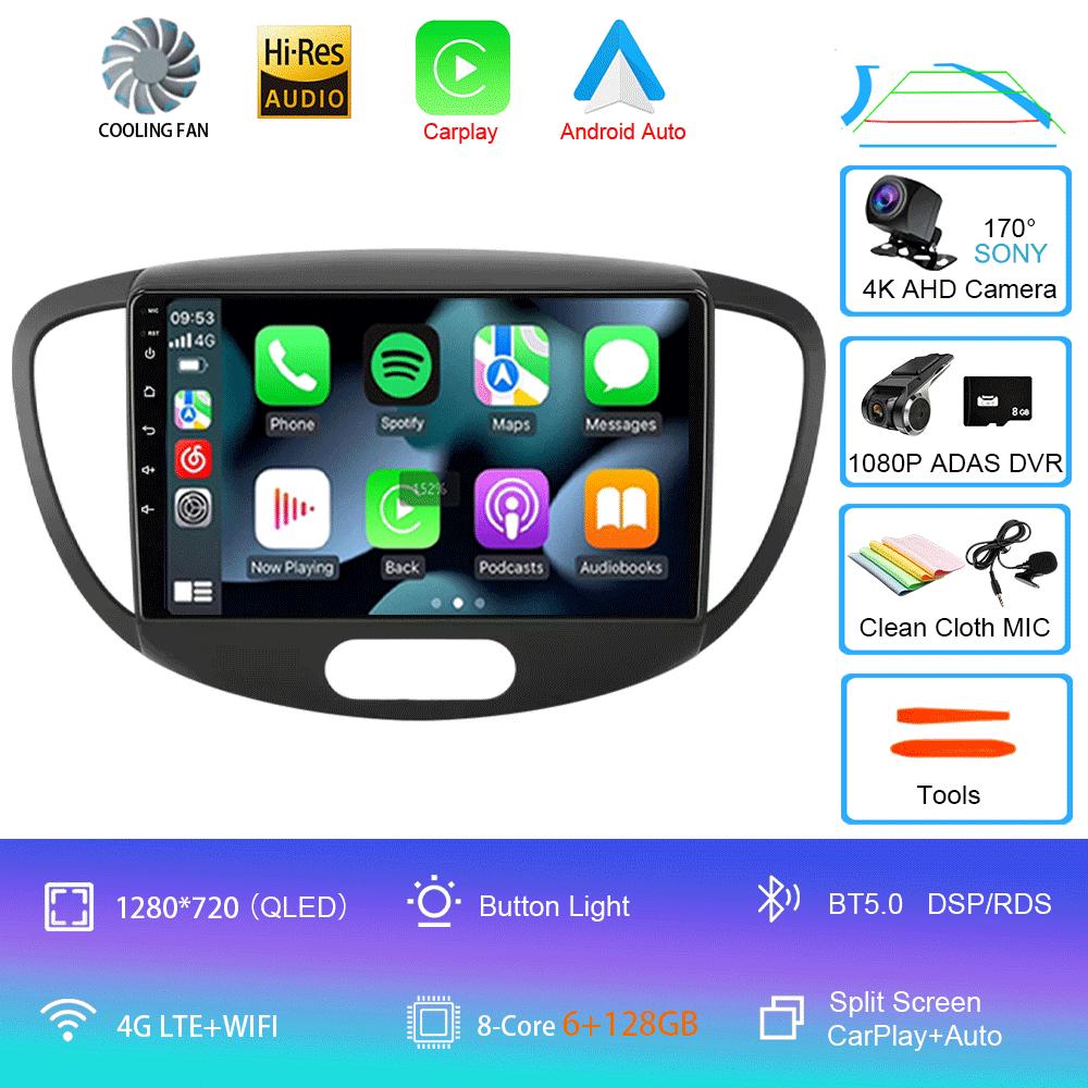 Android 14 Carplay Auto Car Radio For Hyundai I10 2007 - 2013 GPS Recorder Multimedia Video Player 4G+WiFi DSP