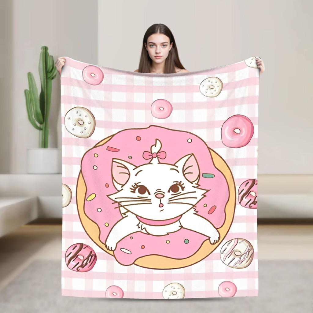 Marie Cat Cartoon  Warm Soft Blanket  Camping Plush Throw Blanket Fashion Home Decor Flannel Bedspread Sofa Bed Cover