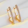 Luxury Long V Shape Pearl Drop Earrings For Women Trendy  Rose Gold Color Fine Wedding Easy Matching Daily Jewelry