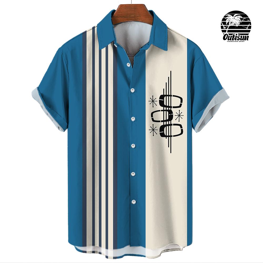 New Hawaiian Shirts for Men Casual Button Down Short Sleeve Unisex Striped 3D Print Summer Beach European Size S to 5XL