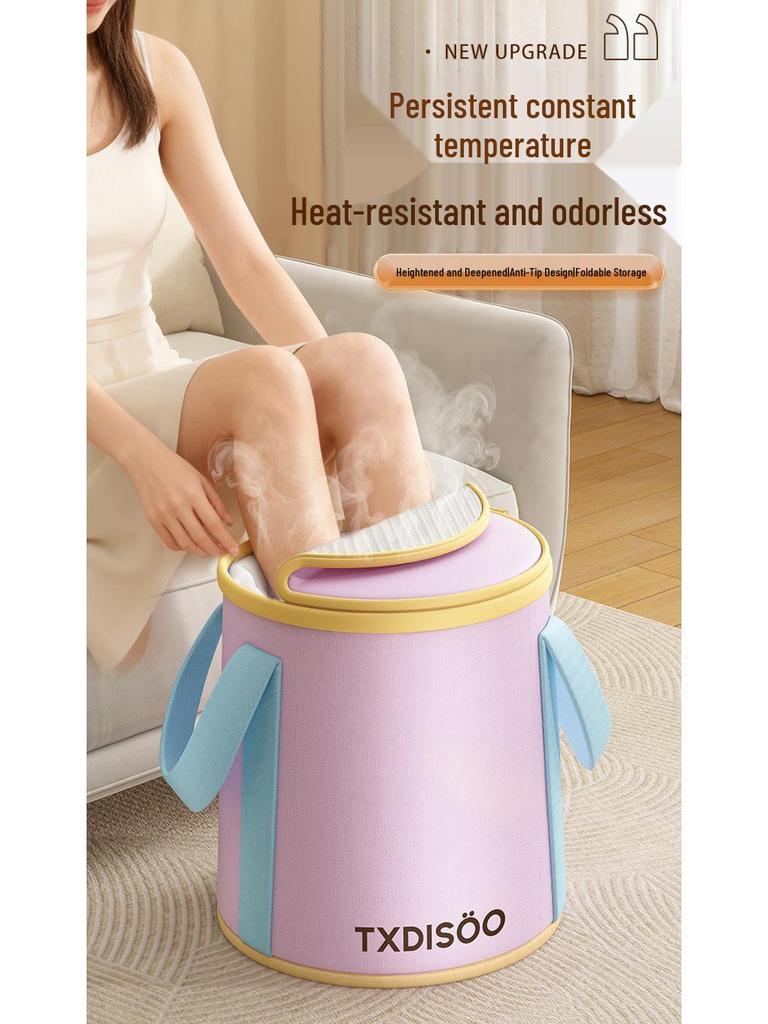 Portable Foldable Deep Foot Bath Basin with Heat Preservation for Home Use