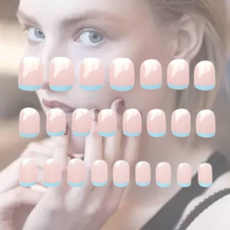 Unique 2020 Chinese Brand Nail Art Stickers With Removable French Fake Nails In Gel Glue And Jelly Double-sided Design