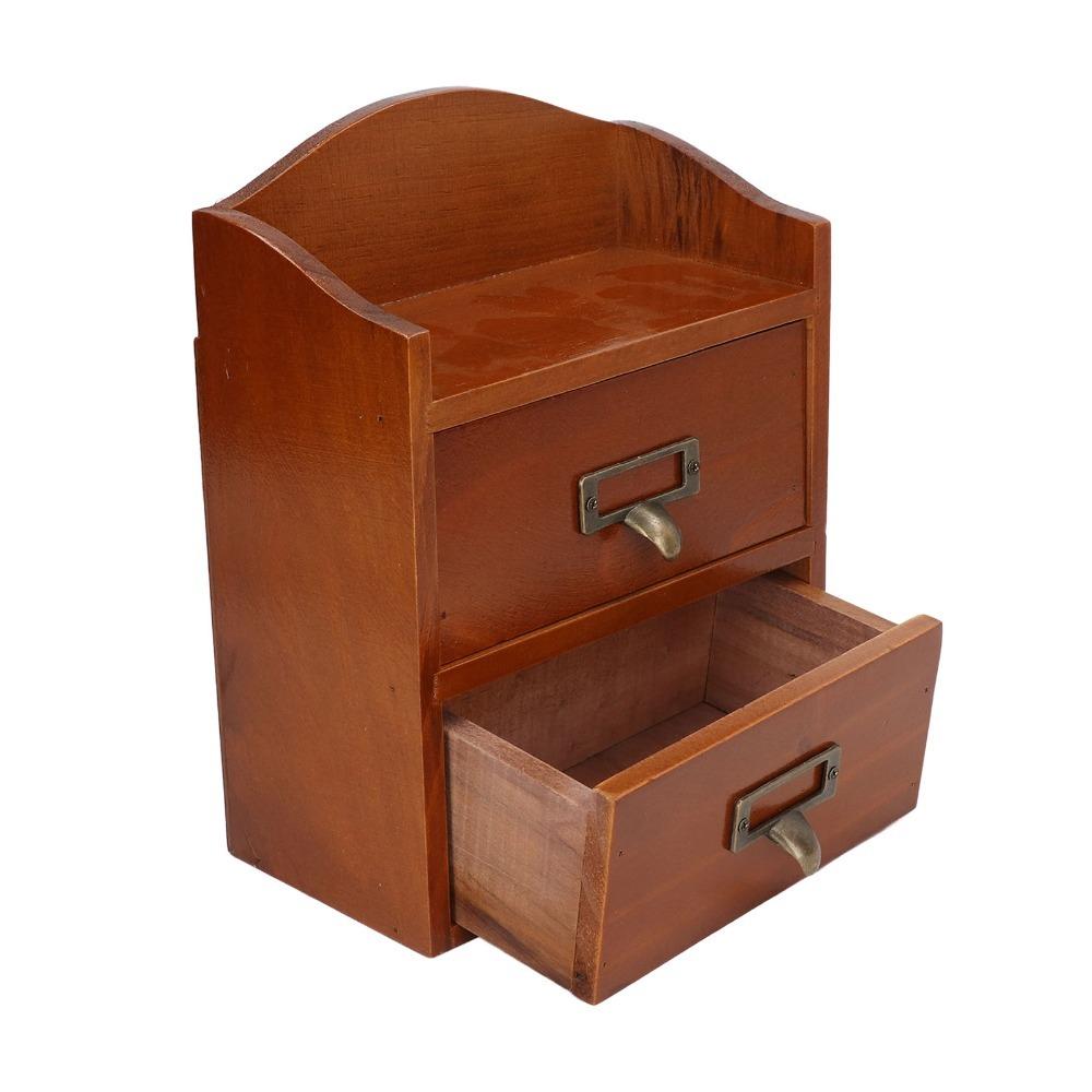 3pcs With Drawers Wooden Storage Box Multi Layer Storage Cabinet Desktop Storage Box  For Office