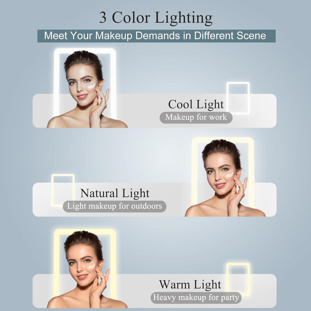 Rechargeable Travel Makeup Mirror , Portable Lighted Beauty Mirror