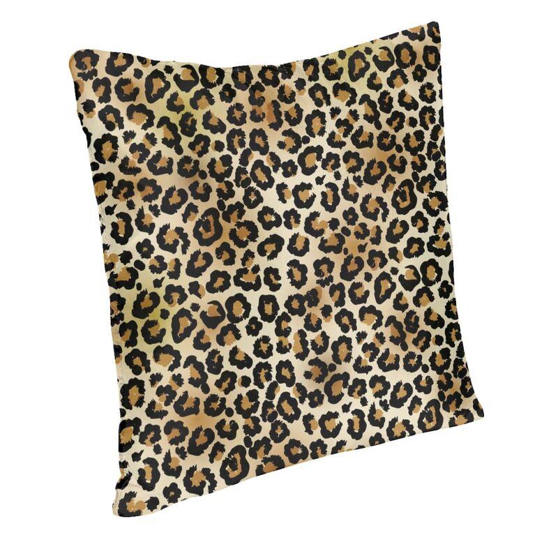 Custom Brown Leopard Print Pillow Case 40X40Cm Living Room Decoration Modern Animal Cheetah Skin Chair Cushion Square Pillowcase