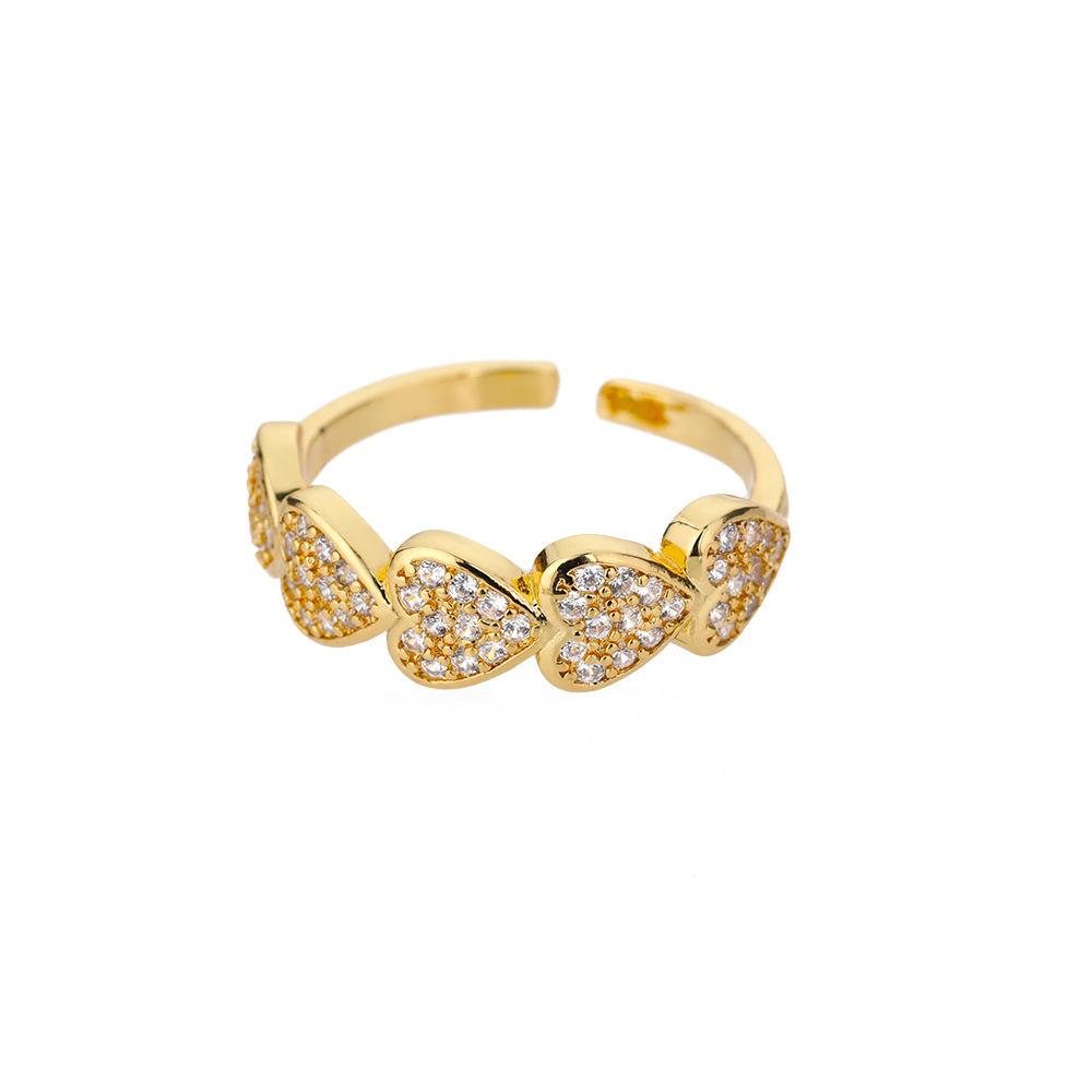 New Geometric Heart Shaped Zircon Open Ring for Women's Niche Design, Finger Ring, Light Luxury Fashion Accessories