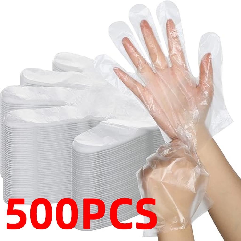 100pcs Disposable Transparent Pe Gloves Food Preparation Gloves Food Handling Uniform Size Clean And Hygienic
