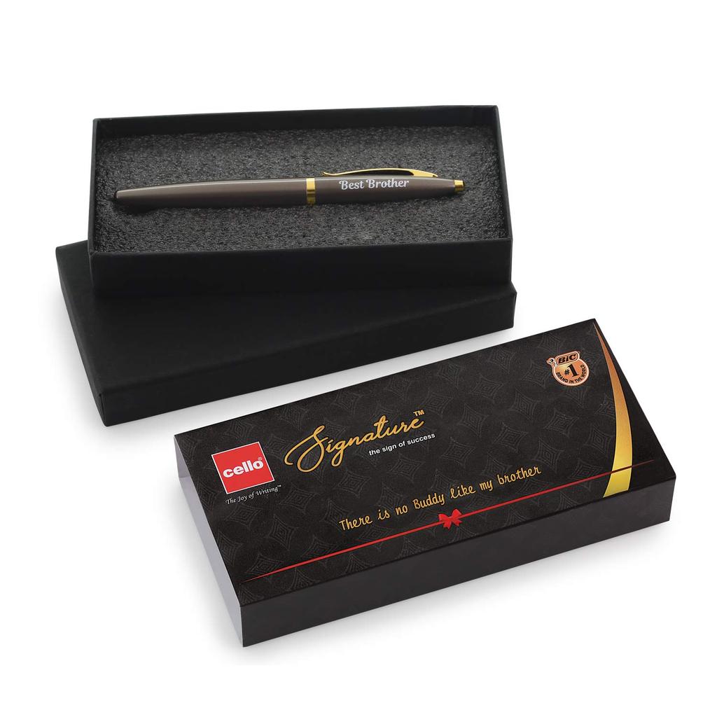 Cello Signature Premium Metal Pen Best Brother Engraved Rakhi Gift Set For Brother Smooth Writing Gift Box Pack Of 1 India