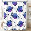 Space Pattern Shower Curtain with Rings Blue and Purple Space Nebula Print for Bathroom Decorations Home Accessories Size72 x 78