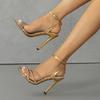 Sexy Pointed Thin High-heeled Metal Rhinestone High-heeled Sandals Gorgeous and Fashionable High-heeled Sandals