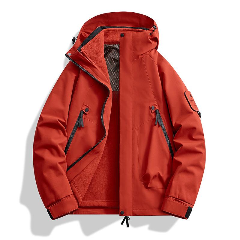 New Autumn and Winter Jacket for Men's Outdoor Mountaineering Suits for Three-in-one Can Be Removed Couples Two-piece Set of Fleece