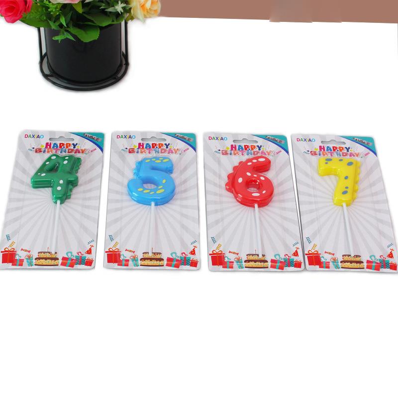 1PC Dinosaur Digital Candles Cake Decorations 0-9 Year Old Happy Birthday Cake Candle Colorful Digital Candle Party Supplies