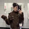 Damen Hirschlederjacke Kurzer Mantel Herbst Neu Koreanischer Stil High-End Lockerer Oberteil für zierliche Frauen Oberbekleidung
