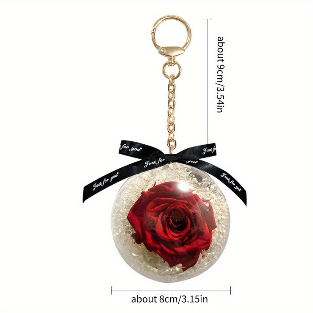 Flowers Rose Keychain Acrylic Ball Rose Car Hanging Valentine's Day Gift for Wife Car Interior Keychain