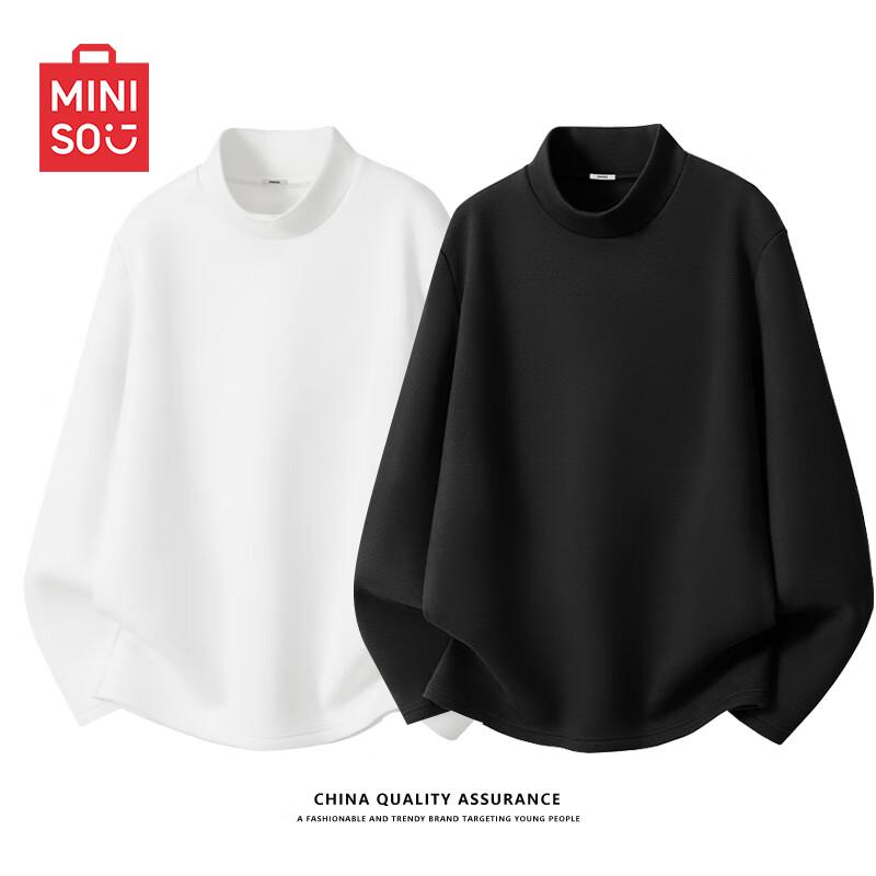MINISO Men's Fleece-Lined Long Sleeve Thermal T-Shirt