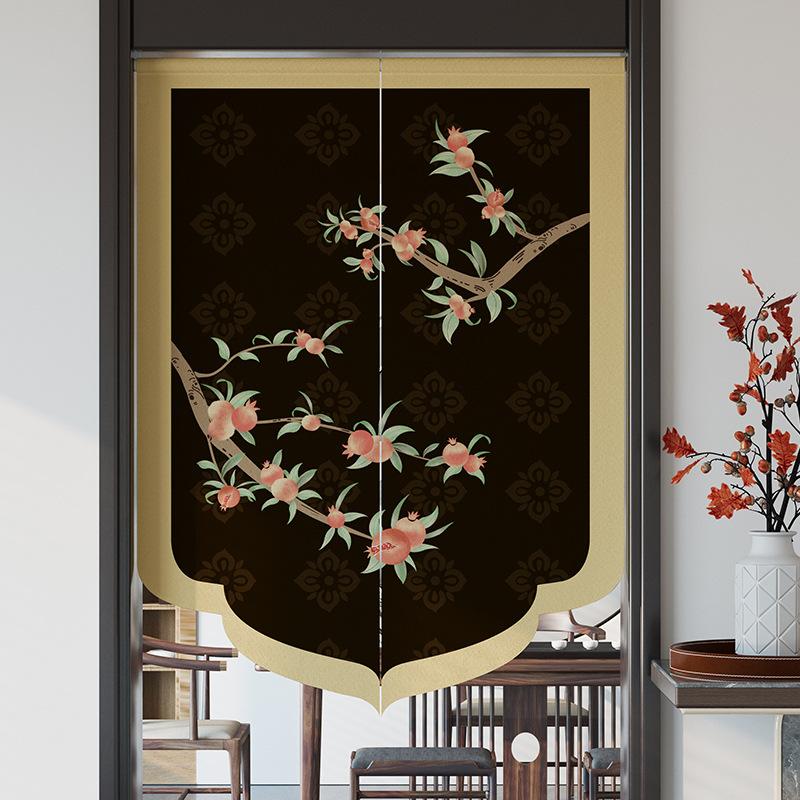 Chinese Style Imitation Linen Door Curtain Retro Art Painting Doorway Living Room Partition Drape Kitchen Hanging Half-Curtain
