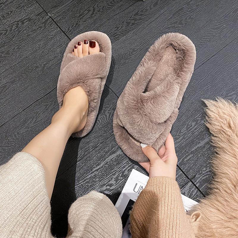 2025 New Mao Mao Slippers Women's Cross Household Thick Bottom Outer Wear Home Thermal Cotton Slippers Domestic Sales Foreign Trade Large Size
