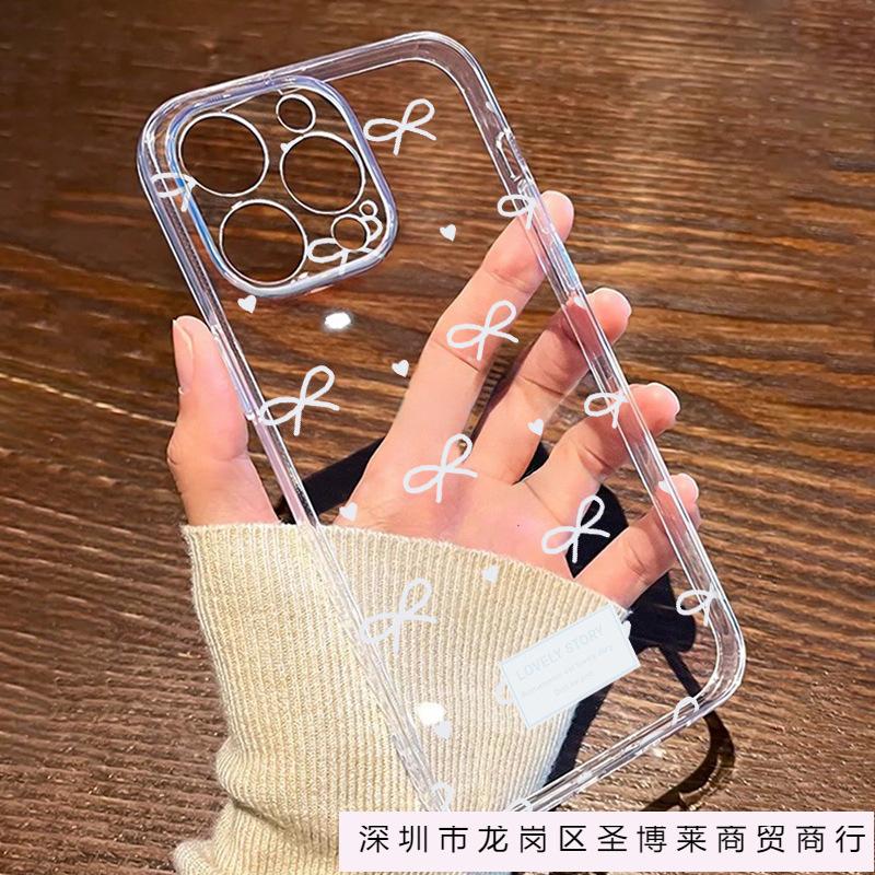 Korean bow for Apple iPhone11/12/13/14/15ProMax mobile phone case 16plus anti-drop