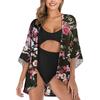 Women Chiffon Floral Print Kimono Loose Half Sleeve Shawl Cardigan Cover Up Tops