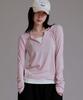 LIKE THE MOST Short Sleeve Extra Neck Point Button Layered T-Shirt_Pink