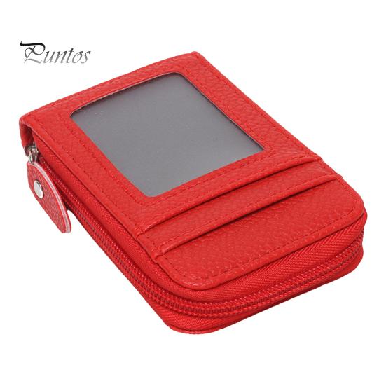 

Кошелек для монет с 14 отделениями для карт, большой вместимостью, окошком для удостоверения личности, застежкой-молнией против кражи, искусственная кожа, прочная строчка, портативный кошелек красный