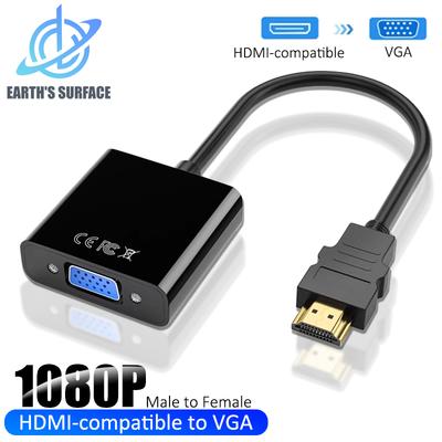 1080P HDMI-compatible To VGA Cable Adapter HDMI-compatible Male To VGA Female Video Converter for PC Laptop TV Projector Monitor