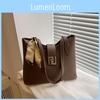 Simple Large Capacity Shoulder Bag With Solid Color Design And Decoration Scarf
