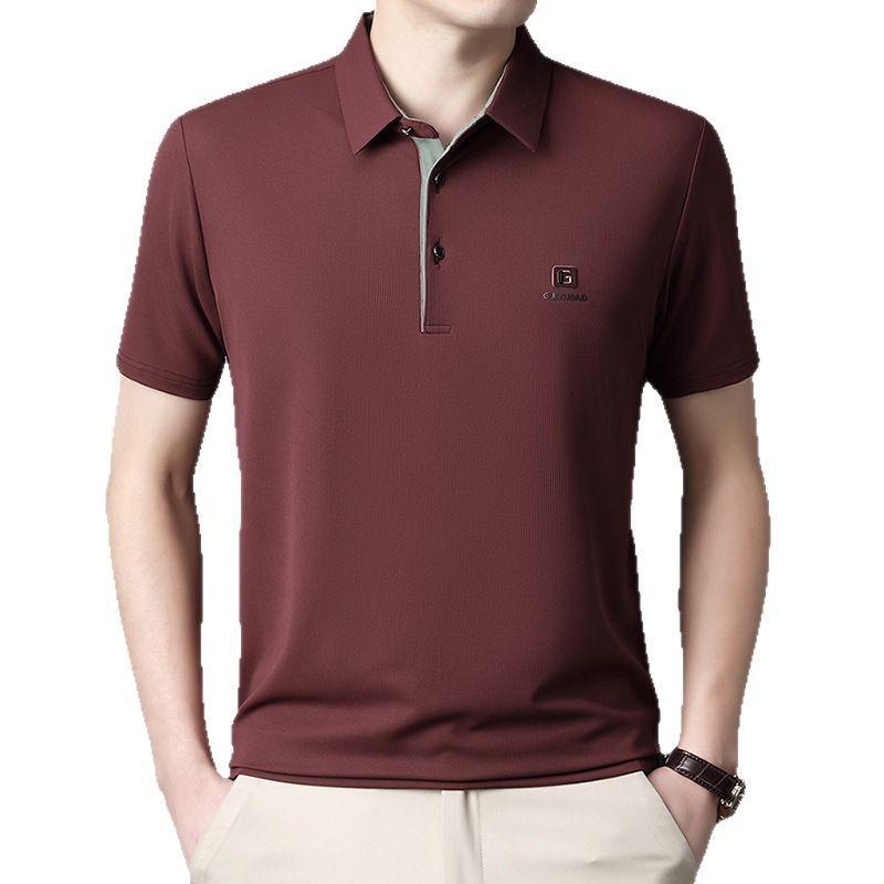 Short Sleeve T-Shirt Men'S Casual Business Blue Men'S Lapel Non-Marking Polo Shirt