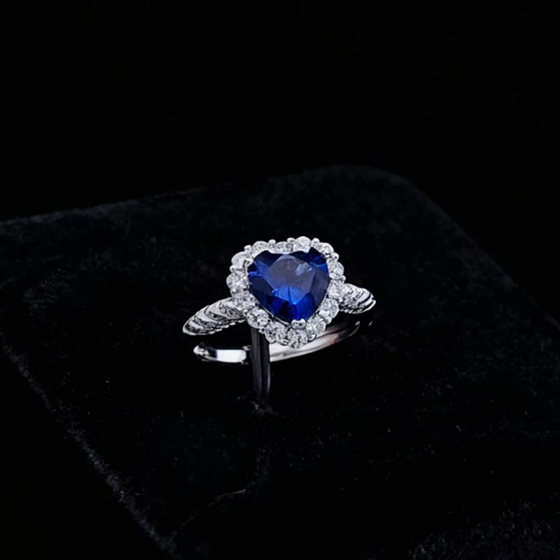 The Same Style Of Heart-Shaped Emerald And Zircon Ring Worn By Japanese And Korean Fashionable Female Celebrities Wedding Rings