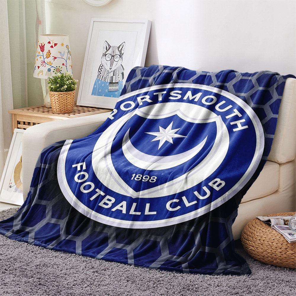 1PC Portsmouth Football Club Patterned Flannel Blanket Suitable For All Seasons for Home Decor Warmth and Comfort Gifts Holiday Present