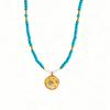 Stainless steel multi-layer stacked turquoise bead sun round necklace bohemian vacation wind collarbone chain