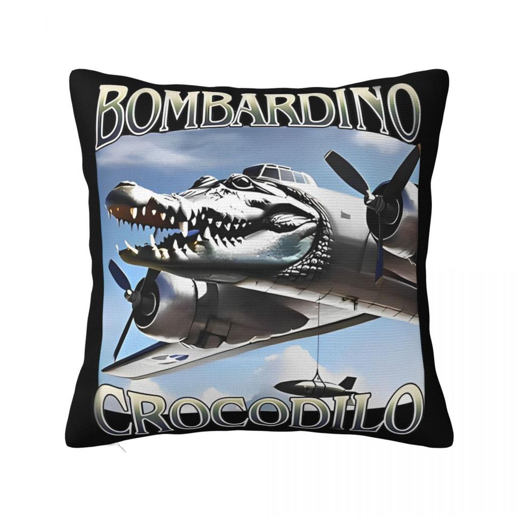 Meme Brainrot Bombardino Crocodilo Poszewka na poduszkę Pokrowiec na poduszkę Kreatywny Zamek Błyskawiczny Poszewka na poduszkę do rzucania Pokrowiec na siedzisko 45x45cm
