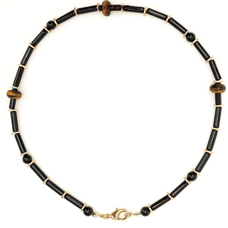 

Ожерелье майя с черным агатом, цепочка на ключицу для мужчин и женщин, индивидуальный дизайн для пар. Нишевые и универсальные аксессуары для ожерелья ручной работы.