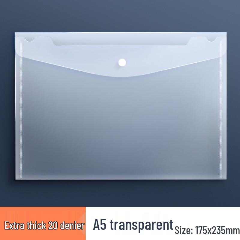 A4 Transparent PVC Document Bag with Snap Button and Custom Logo