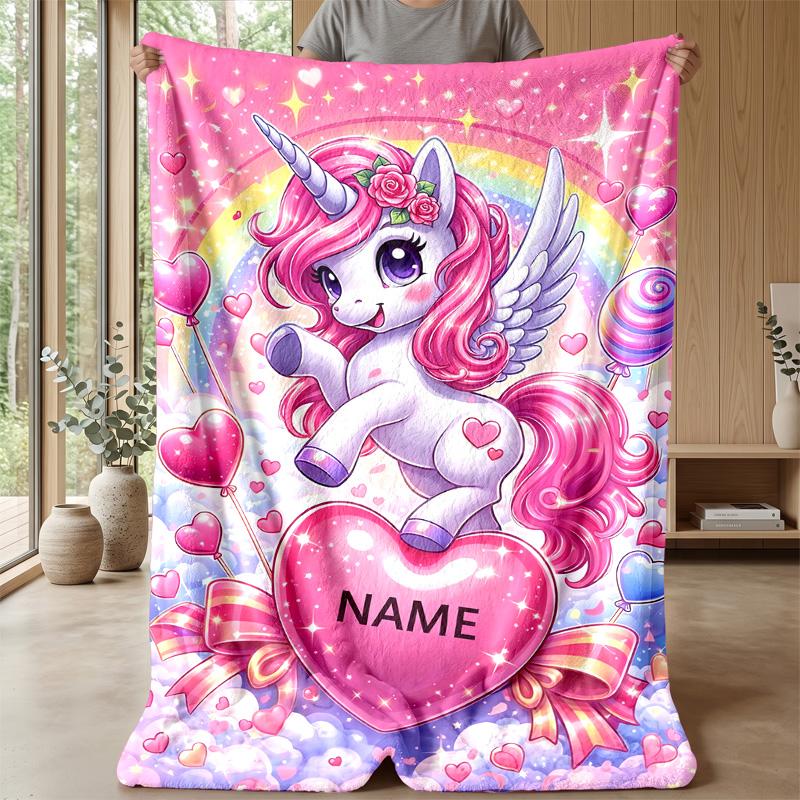 Magical Unicorn Fantasy Theme Blanket Lightweight Warm Flannel Blanket Decorative Throw Blanket for Home Decoration