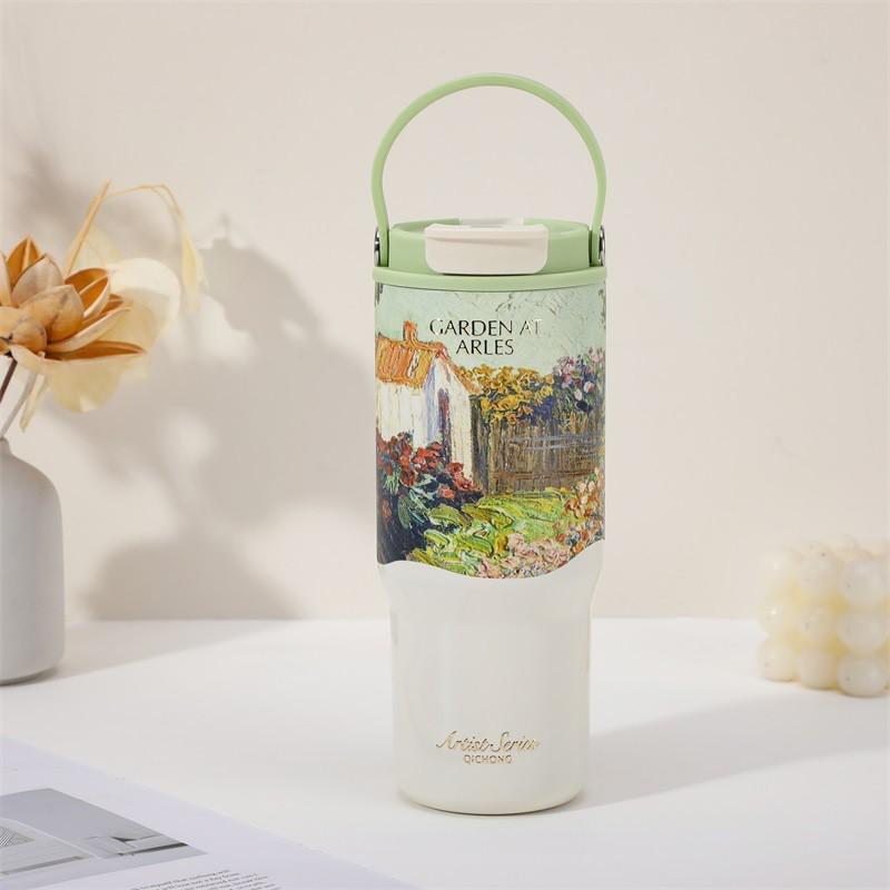 Ceramic Lined Insulated Travel Mug 700ml With Tea Strainer Kids Adult Vacuum Thermos Outdoor School Office 700 ml