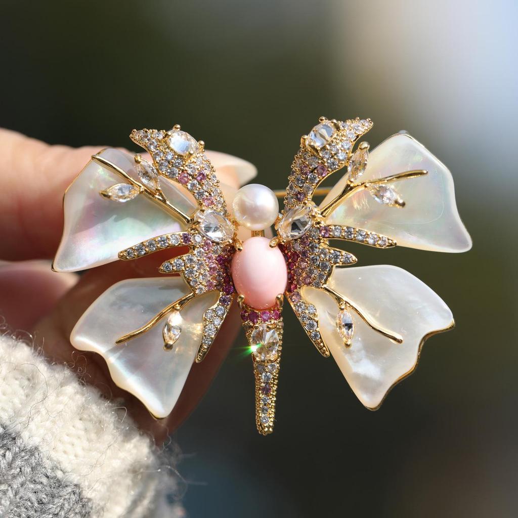 Retro Crystal Butterfly Brooch Pendant by Bo Xin Yun - Two-in-One Original Design
