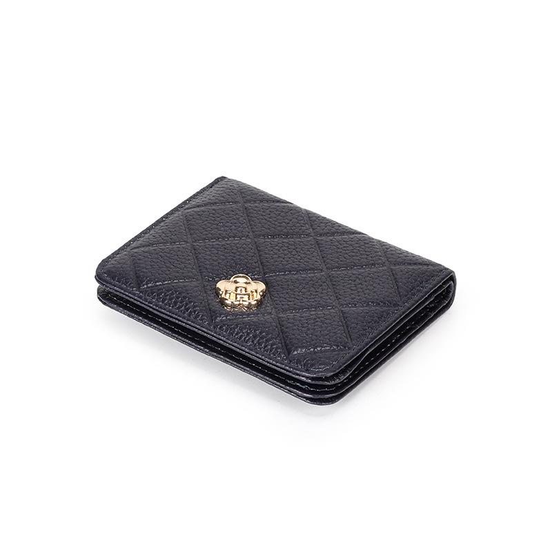 Comércio exterior dentro e fora carteira feminina pequena dobrável em couro genuíno moda versão coreana primeira camada bolsa de moedas feminina co diamante