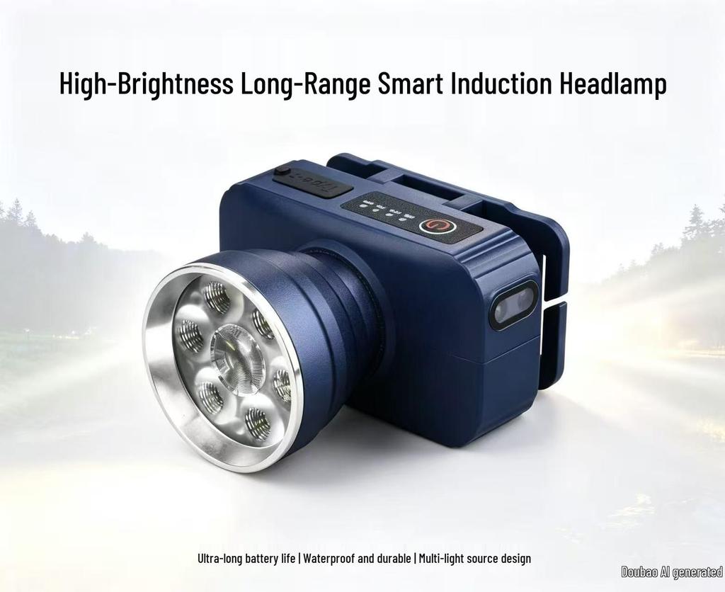 Rechargeable Ultra-Light LED Headlamp for Outdoor Long-Range Fishing and Work