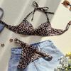 2025 Leopard Print Lace-Up Sexy Bikini: Women's European & American Swimwear