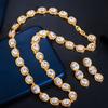 Exquisite Zircon Necklace Earrings Set, Environmentally Friendly Copper Electroplated Real Gold Chain Set, Bridal Wedding Accessories Jewelry