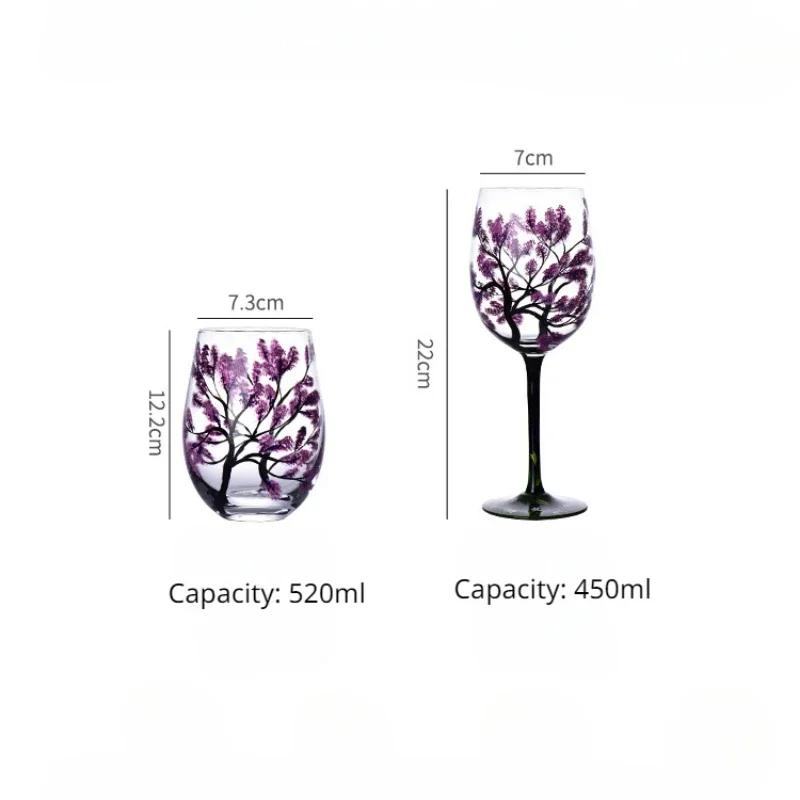 Calice Dipinto in Vetro di Cristallo Calice Creativo Dipinto a Mano Quattro Stagioni Calici da Vino Bicchieri da Bevuta Calice da Cocktail
