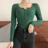 A Long-sleeved, Button-down V-neck Knitted Base Layer with A Stylish, Slimming Top